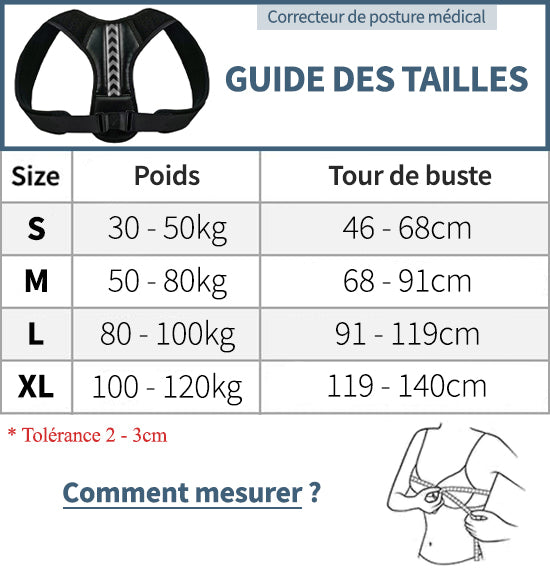 Tailles correcteur de posture médical