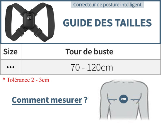 Guide des tailles correcteur intelligent pour le dos