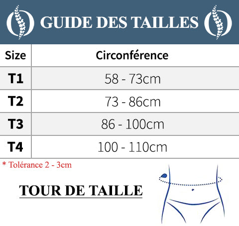 Guides des Tailles ceinture dorsale double serrage