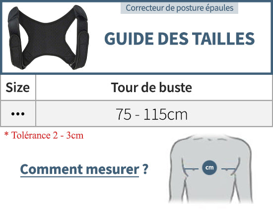 Tailles correcteur de posture épaule