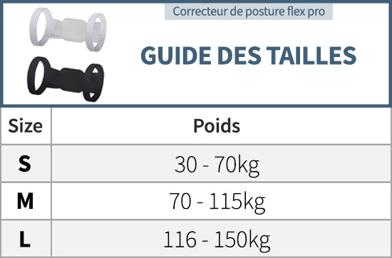 Tailles correcteur de posture professionnel
