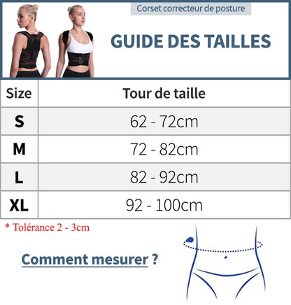 Guide des tailles corset pour le dos courbé
