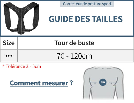 Tailles et mesures correcteur de posture sport
