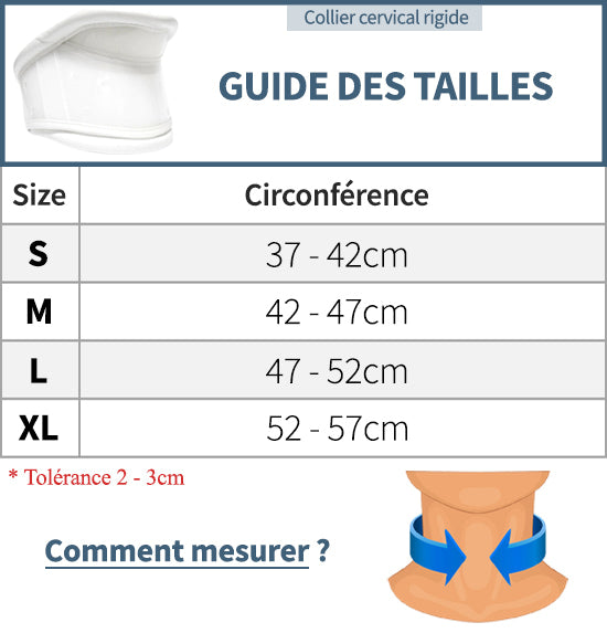 Guide des tailles collier rigide pour cervicales