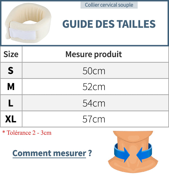 Guide des tailles collier souple cervicales