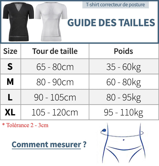 Guide des tailles t-shirt posture